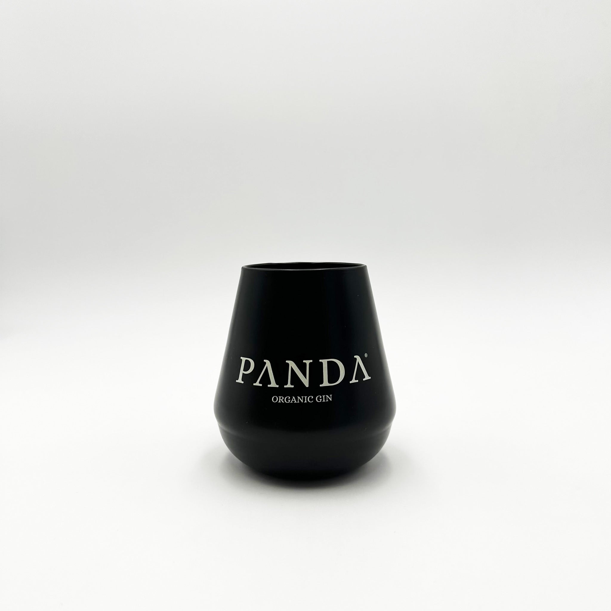 Premium black Panda Gin glass on a white background