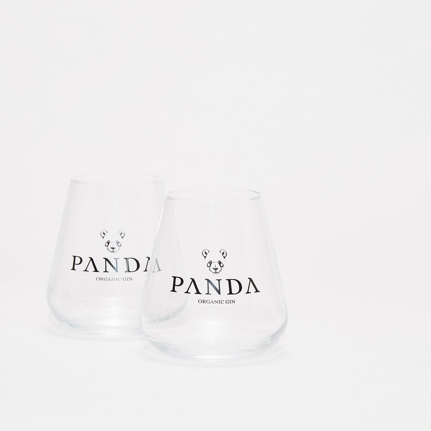 Classic Panda Gin Clear Glass on White Background