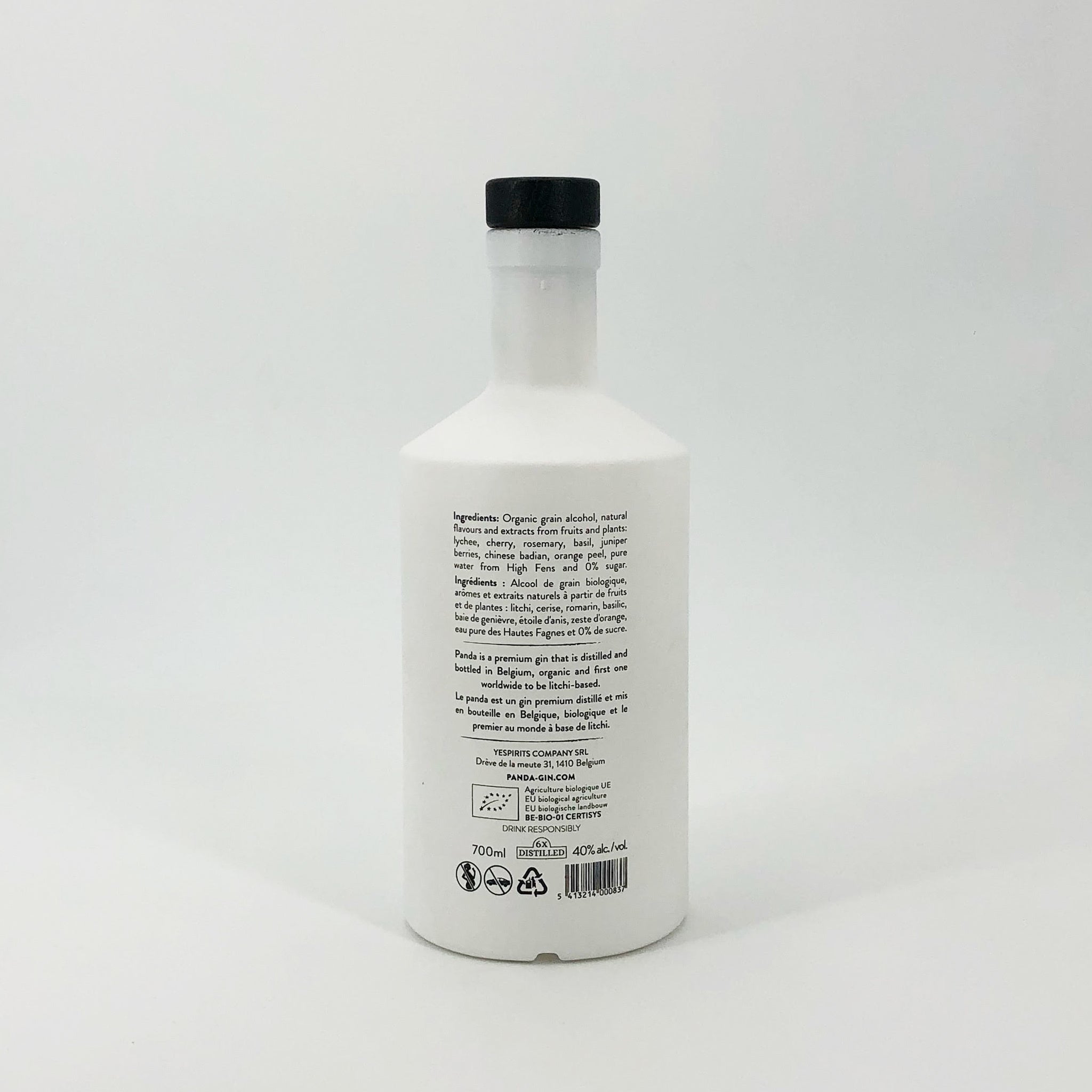 Panda gin original 70cl, organic and infused with lychee - Back Label