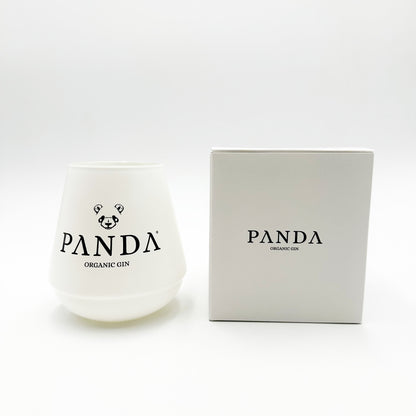 Premium white Panda Gin glass with gift box on a white background