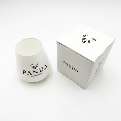 Premium white Panda Gin glass with gift box on a white background